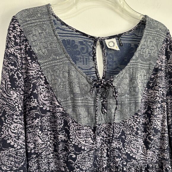 Anthropologie Akemi Kin Top M Marcella Lace Up Scoop Neck Boho Bell Sleeve - Picture 6 of 13